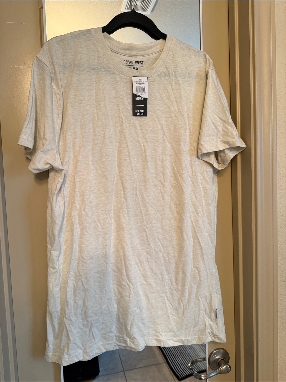 Departwest Men’s Crew Neck Short Sleeve Tee in Light Beige